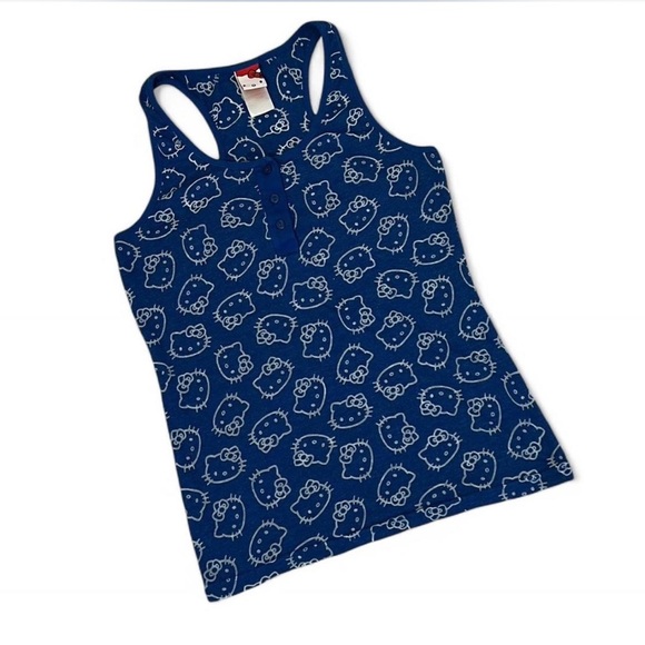 Sanrio Other - Sanrio Hello Kitty Y2K 2013 Blue & White Henley Tank Top - Size M